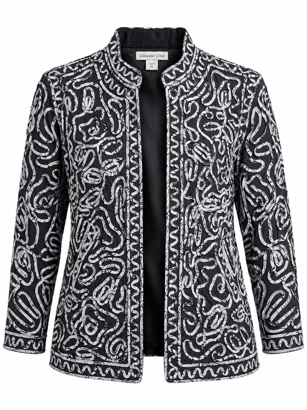 COLDWATER CREEK | Black White 3D Applique Art to Wear Jacket | XL Petite